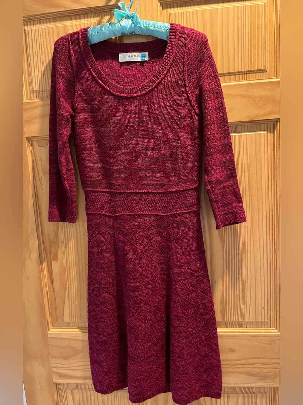 Sparrow ANTHROPOLOGIE Burgundy Wool Knit Sweater Dress S